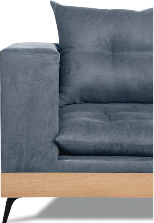 Απεικονίζει το ύφασμα και τα μαξιλάρια του γωνιακού καναπέ Athens Interium Δεξιά Γωνία σε Γκρι/Μπλε.